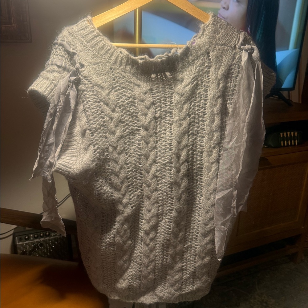 Gray Cable Knit Sweater